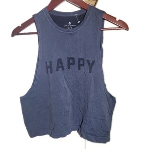 ❤️ 3 for $35 Spiritual Gangster happy crop sleeveless tank top blue XS small
